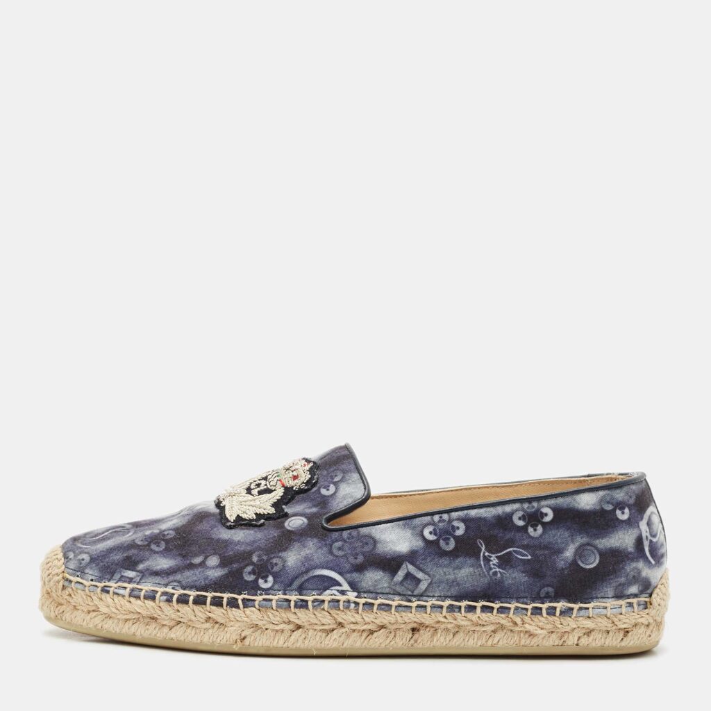 Christian Louboutin Two Tone Fabric Nanou Orlato Espadrille Flats Size 37