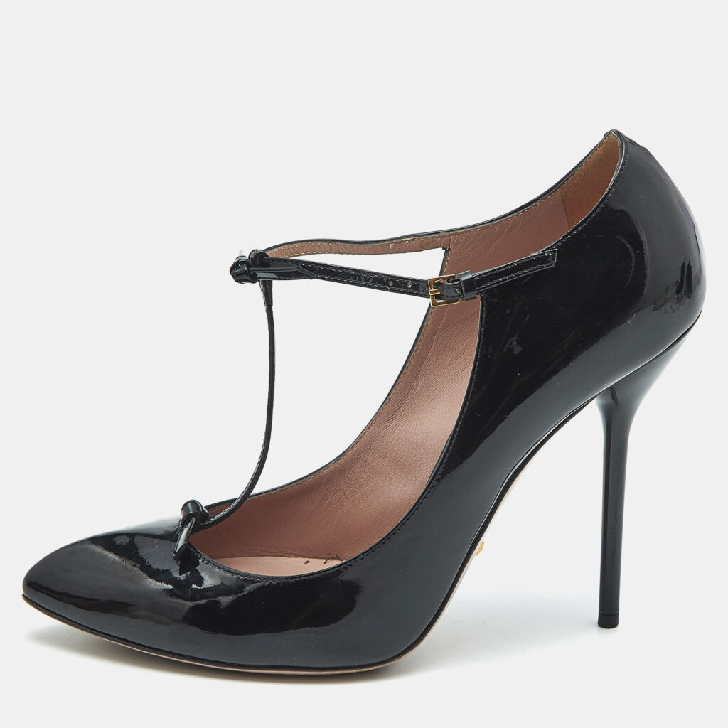 Gucci Black Patent Leather Beverly T Strap Pumps Size 40 Gucci Black Patent Leather Beverly T Strap Pumps Size 40