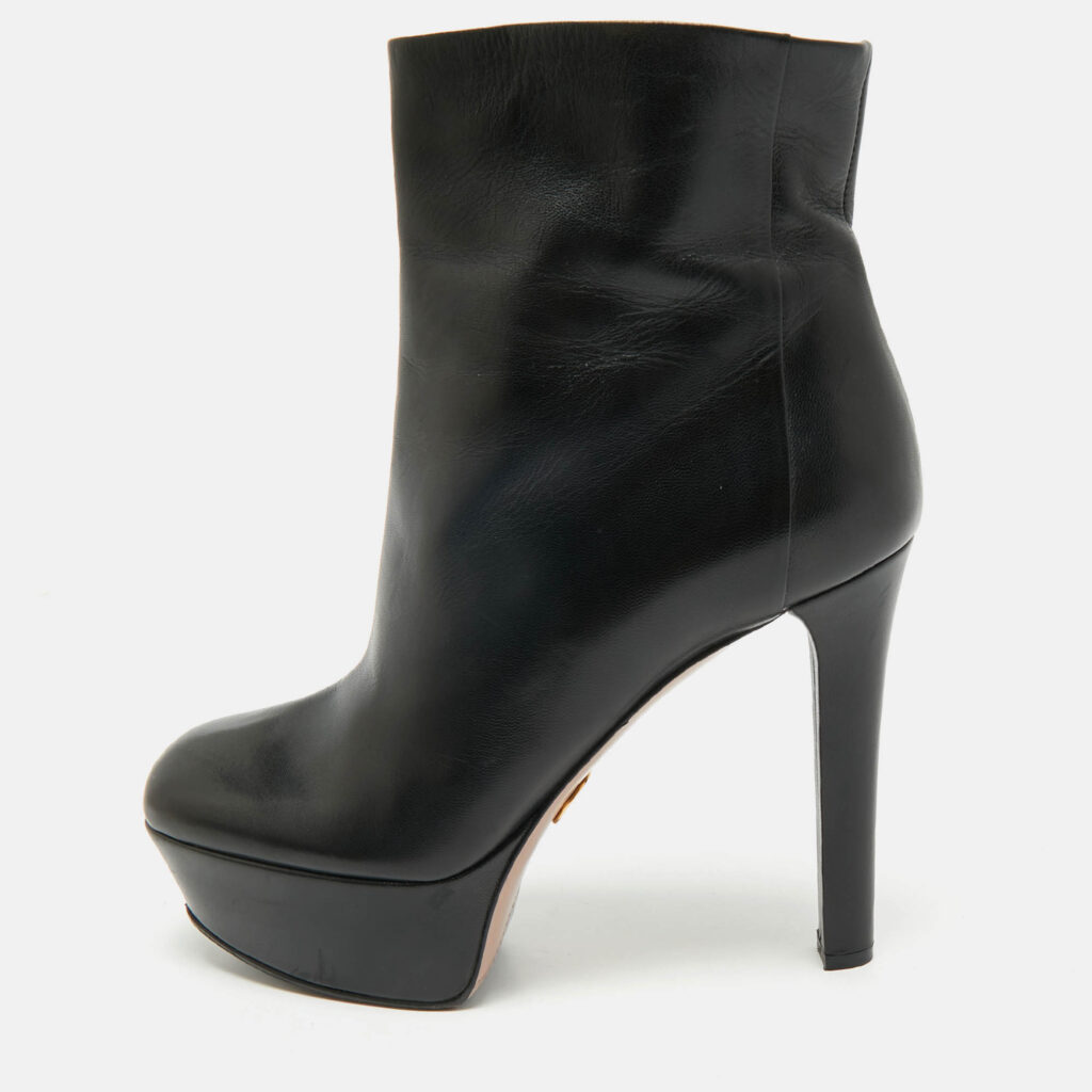 Gucci Black Leather Ankle Length Platform Boots Size 38 Gucci Black Leather Ankle Length Platform Boots Size 38
