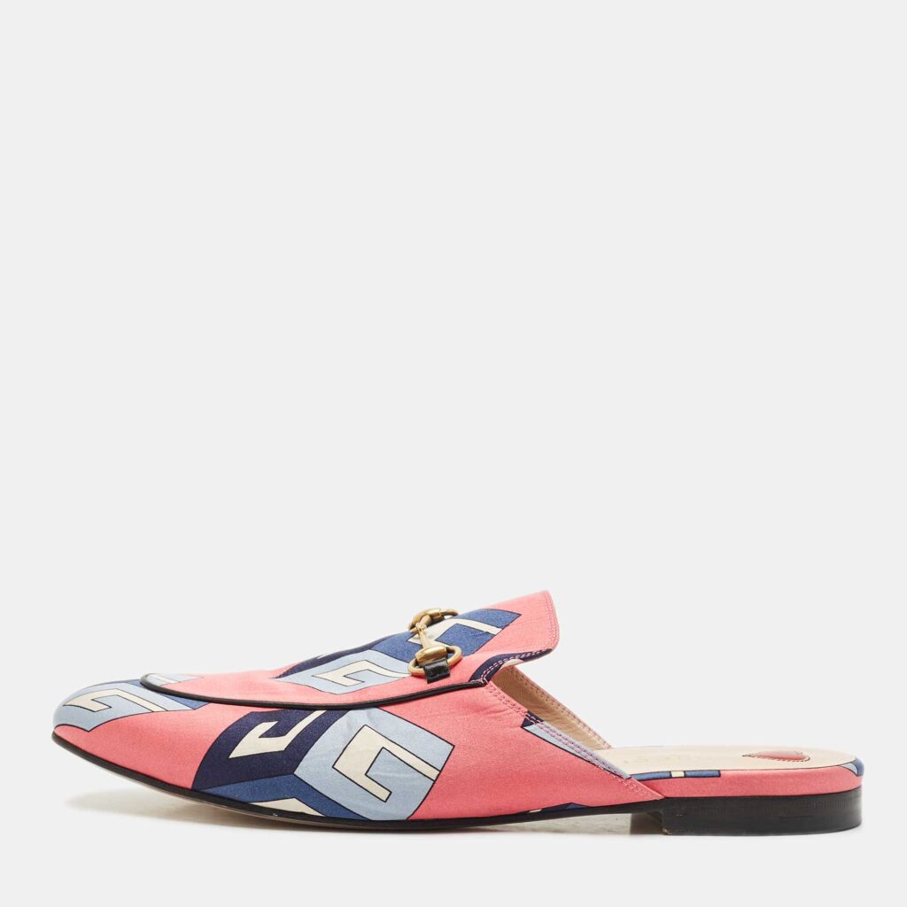 Gucci Multicolor Satin Horsebit Princetown Mules Size 41 Gucci Multicolor Satin Horsebit Princetown Mules Size 41