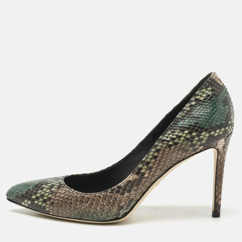 luxury-women-gucci-used-shoes-p1186121-010.jpg Gucci Multicolor Python Leather Pointed Toe Pumps Size 38.5