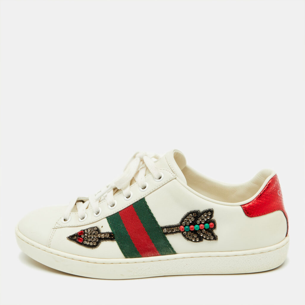 Gucci White Leather Arrow Embellished Ace Sneakers Size 36.5 Gucci White Leather Arrow Embellished Ace Sneakers Size 36.5