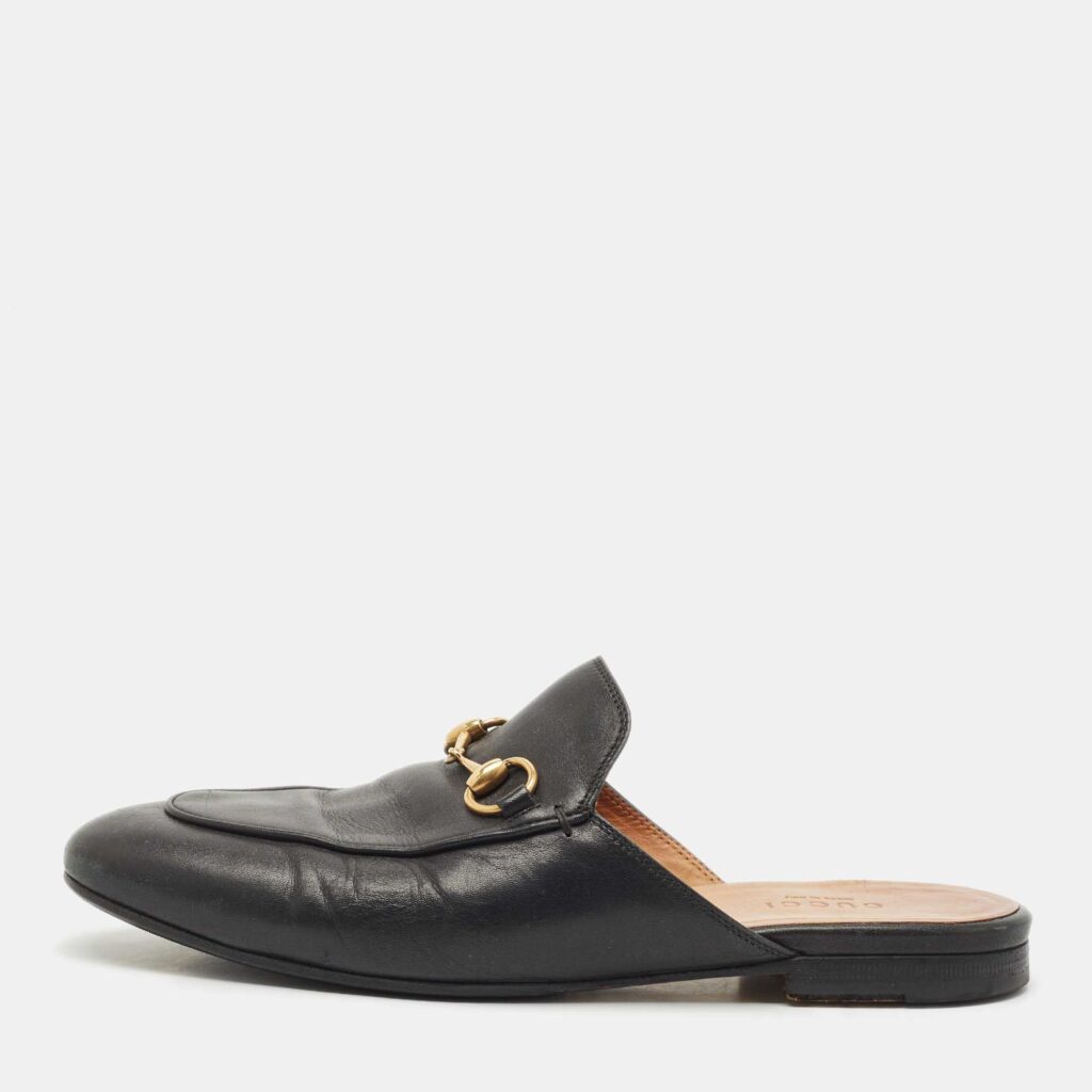 Gucci Black Leather Princetown Horsebit Flat Mules Size 36.5 Gucci Black Leather Princetown Horsebit Flat Mules Size 36.5