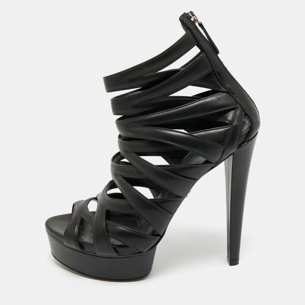 Gucci Black Leather Lifford Cage Platform Sandals Size 39 Gucci Black Leather Lifford Cage Platform Sandals Size 39