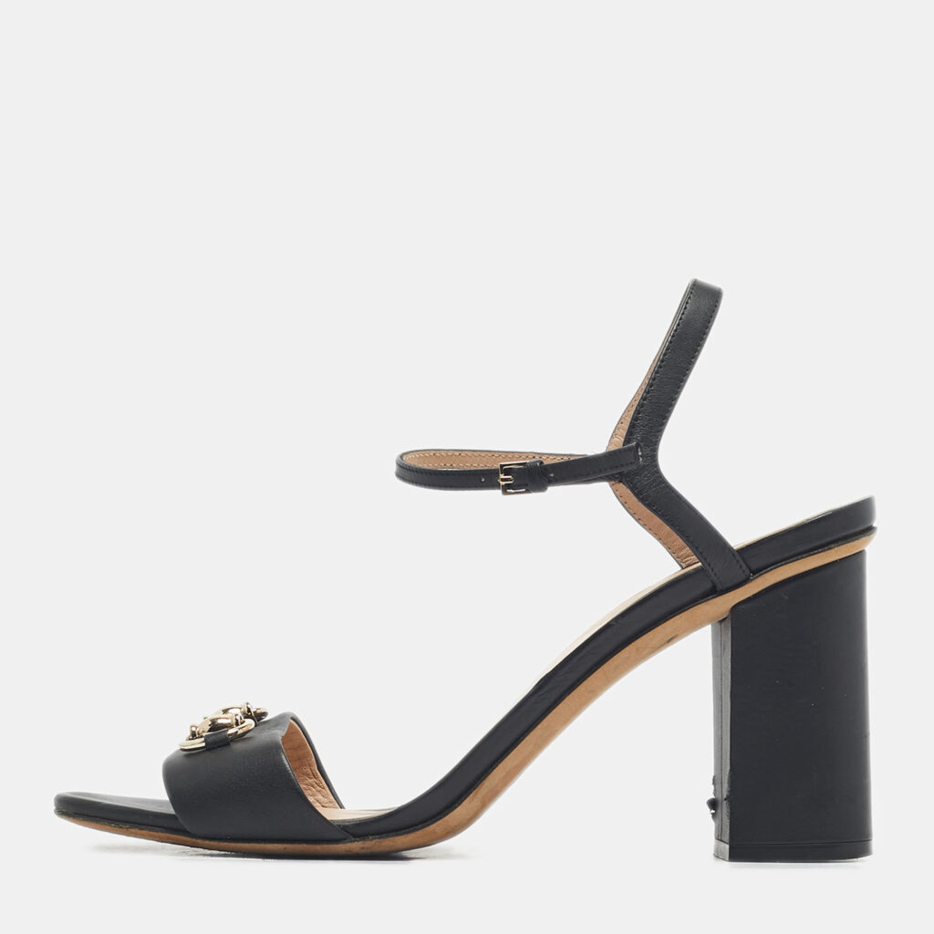 Gucci Black Leather Horsebit Ankle Strap Open Toe Block Heel Sandals Size 41 Gucci Black Leather Horsebit Ankle Strap Open Toe Block Heel Sandals Size 41