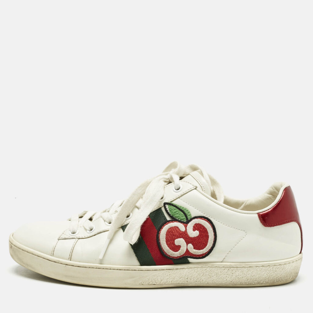 Gucci White Leather GG Apple Applique Ace Sneakers Size 39.5 Gucci White Leather GG Apple Applique Ace Sneakers Size 39.5