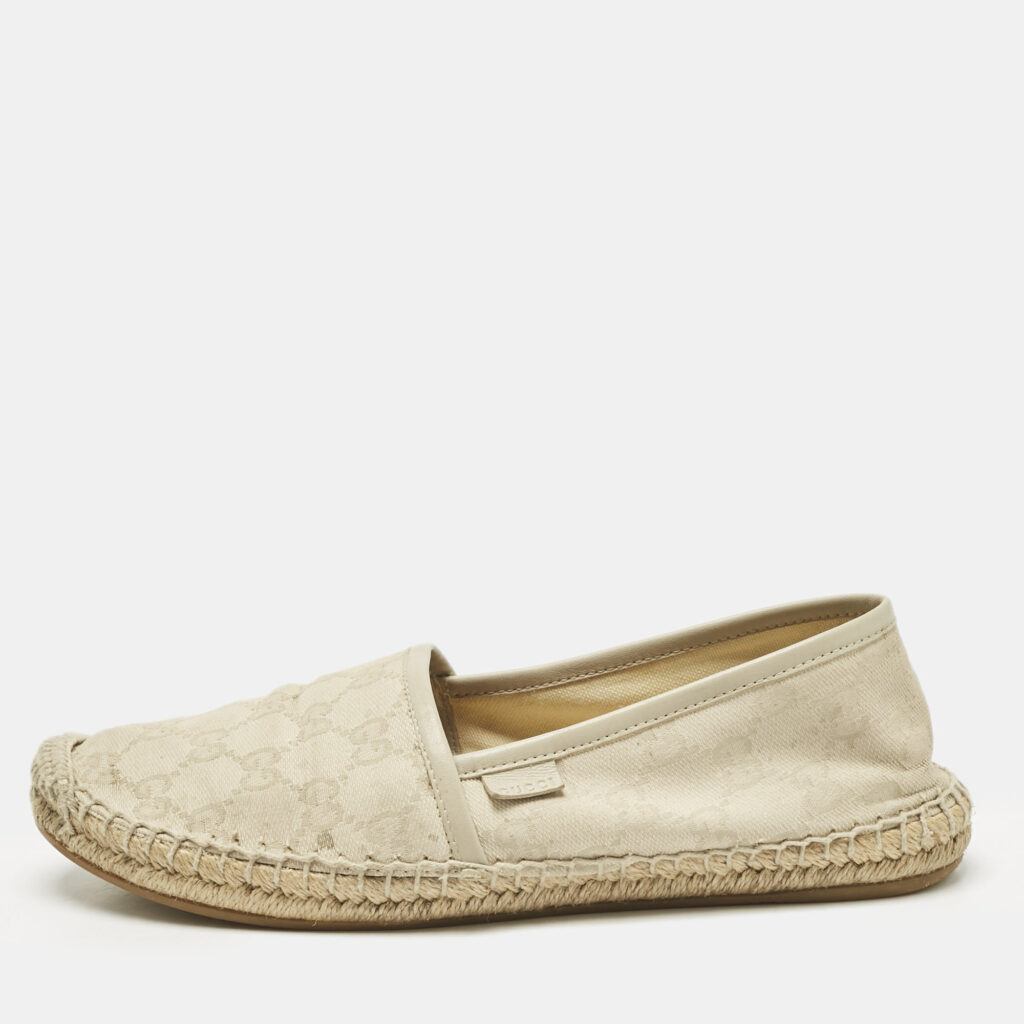 Gucci Grey Canvas and Leather Espadrille Flats Size 37 Gucci Grey Canvas and Leather Espadrille Flats Size 37
