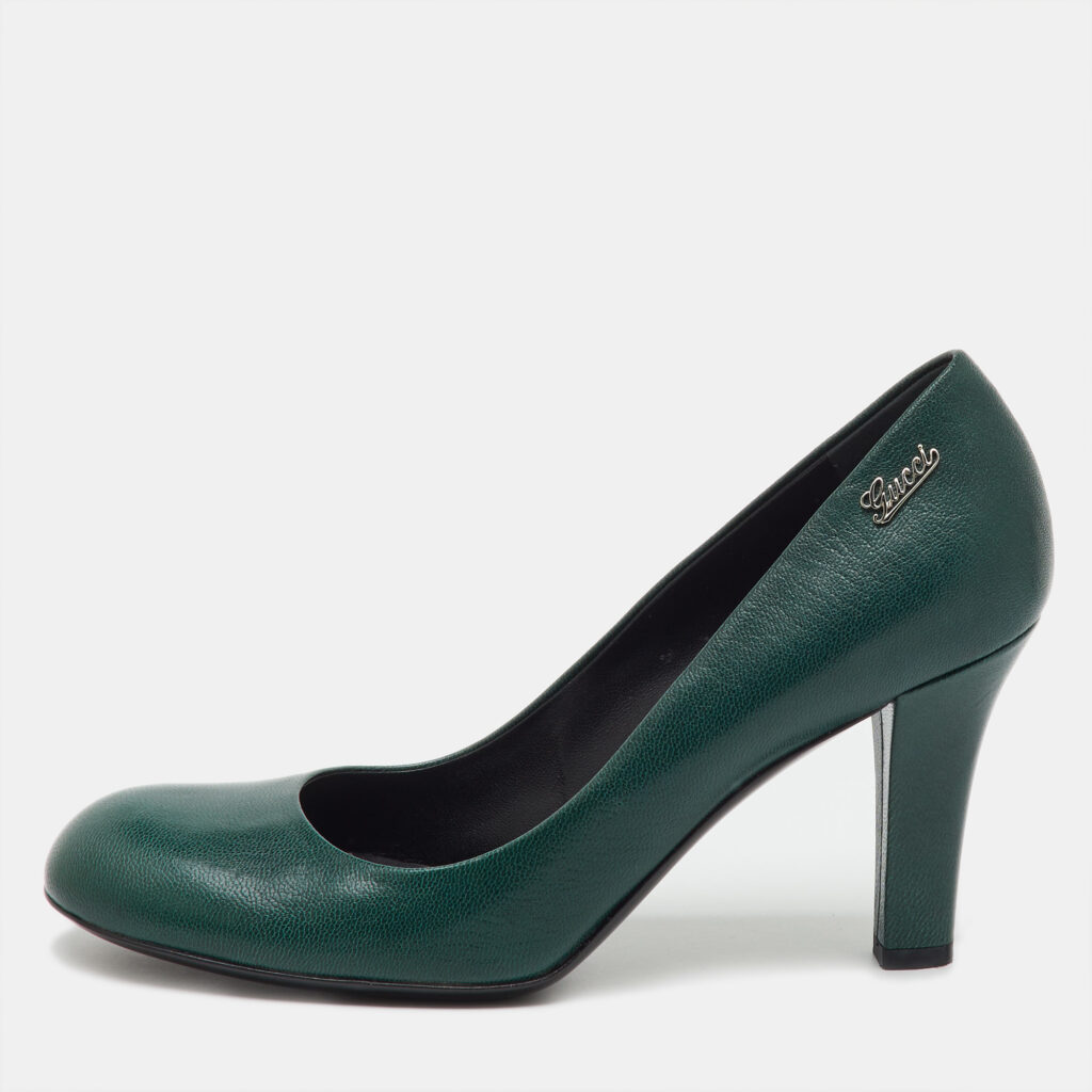 Gucci Green Leather Round Toe Pumps Size 39