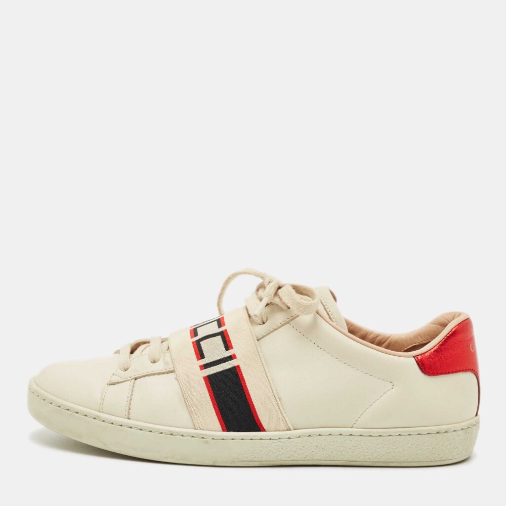 Gucci White Leather New Ace Logo Strap Sneaker Size 38 Gucci White Leather New Ace Logo Strap Sneaker Size 38