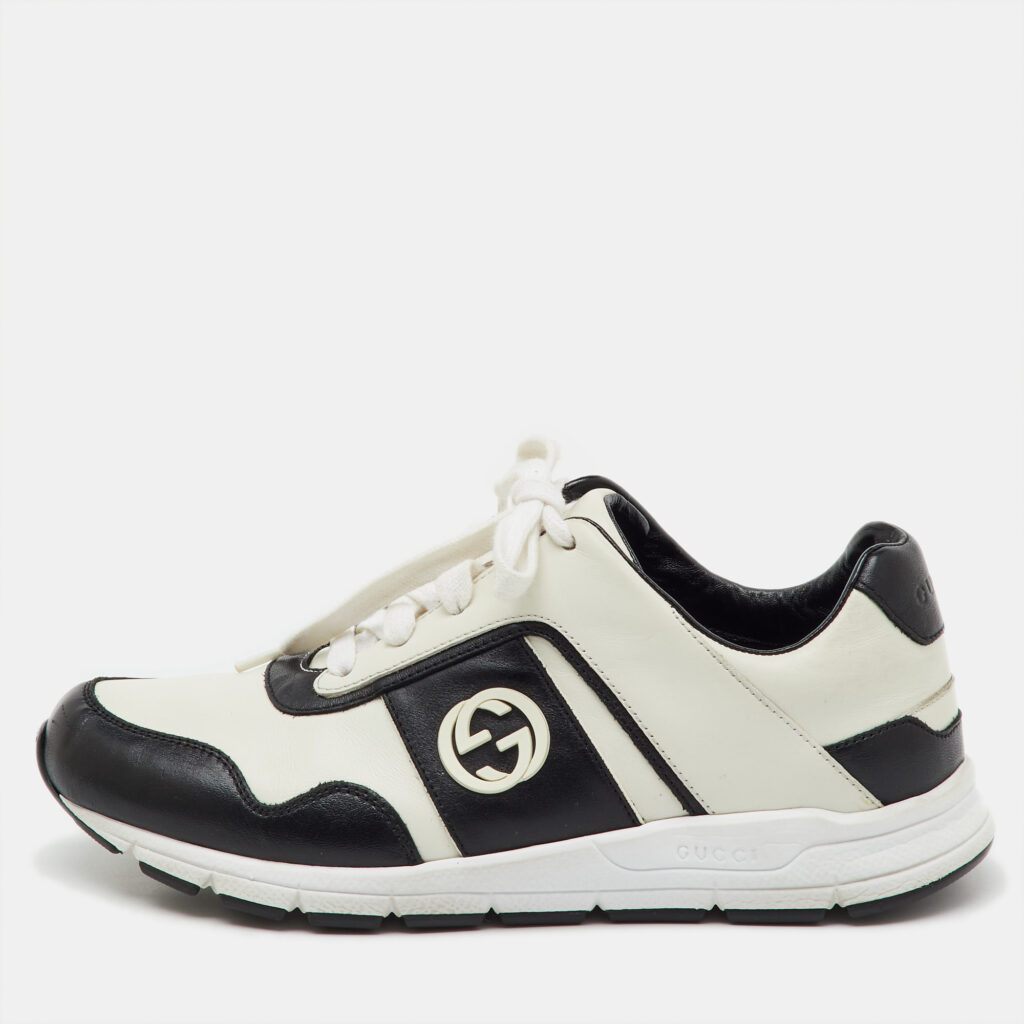 Gucci White/Black Leather Interlocking G Low Top Sneakers Size 38 Gucci White/Black Leather Interlocking G Low Top Sneakers Size 38