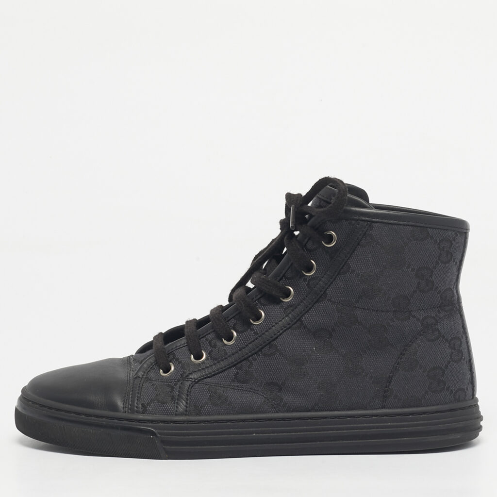 Gucci Black GG Canvas and Leather Brooklyn High Top Sneakers Size 39 Gucci Black GG Canvas and Leather Brooklyn High Top Sneakers Size 39