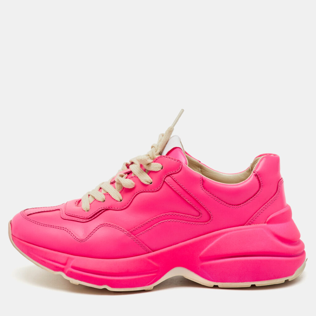 Gucci Neon Pink Leather Rhyton Sneakers Size 37.5 Gucci Neon Pink Leather Rhyton Sneakers Size 37.5
