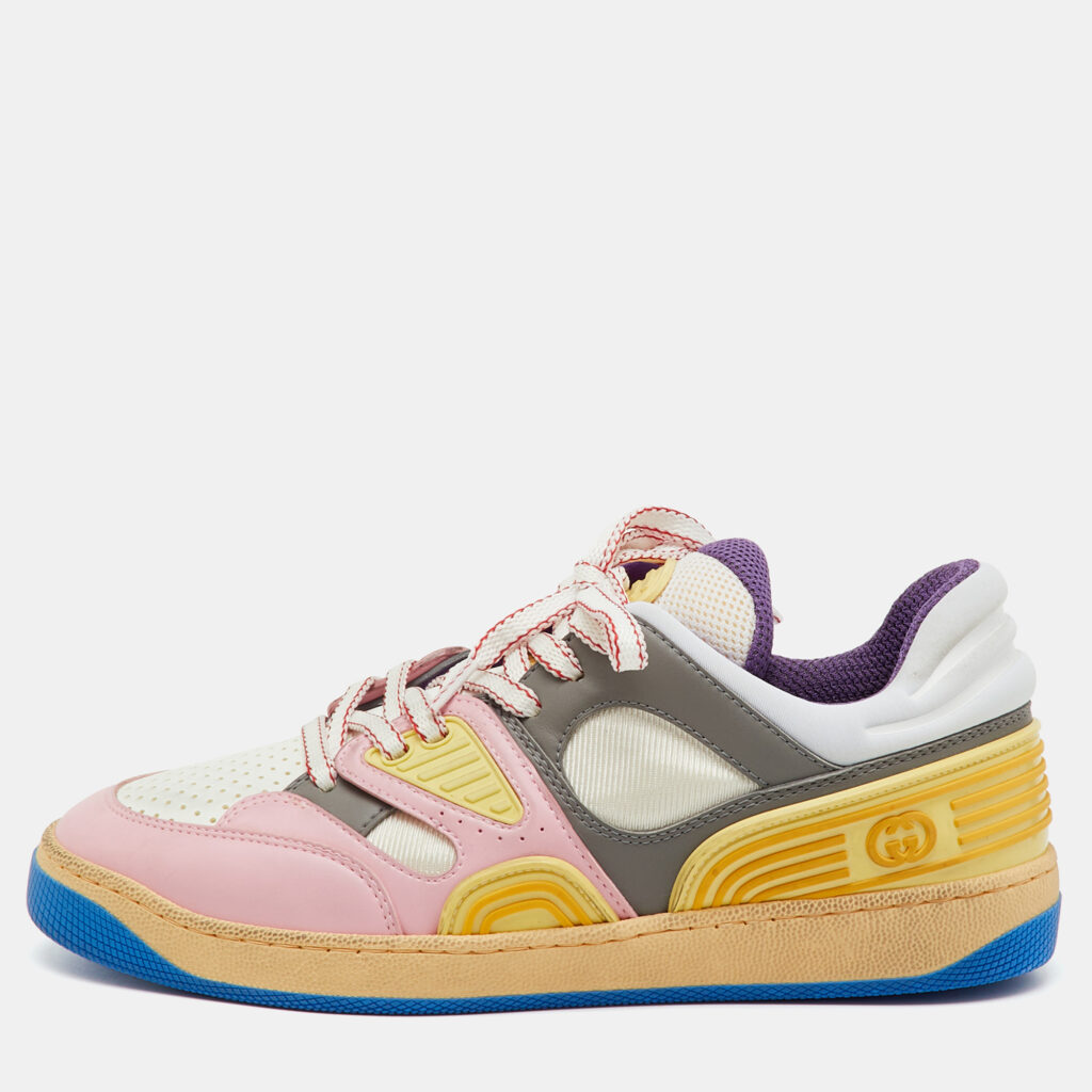 Gucci Multicolor Leather and Fabric Demetra Basket Low Top Sneakers Size 37 Gucci Multicolor Leather and Fabric Demetra Basket Low Top Sneakers Size 37