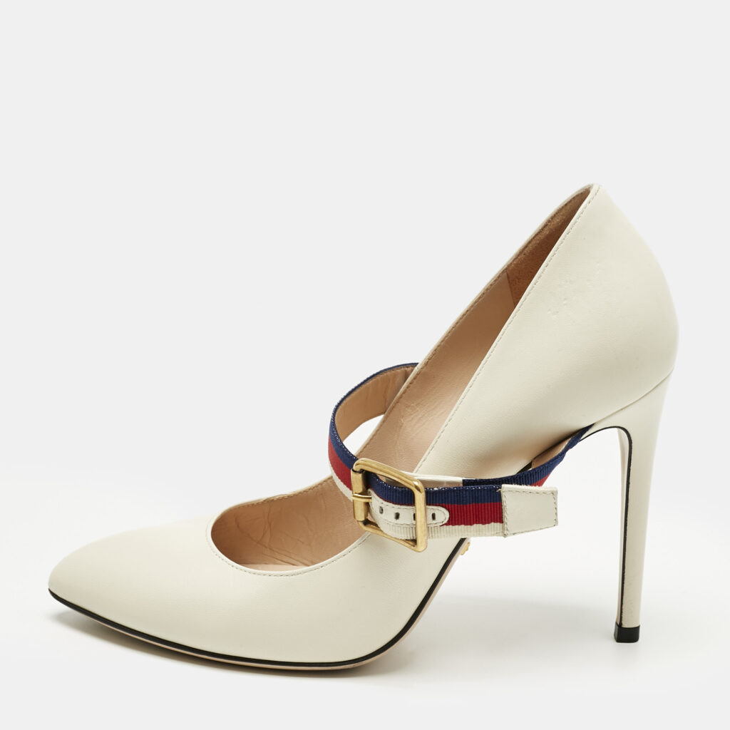 Gucci Cream Leather Sylvie Mary Jane Pumps Size 37.5 Gucci Cream Leather Sylvie Mary Jane Pumps Size 37.5