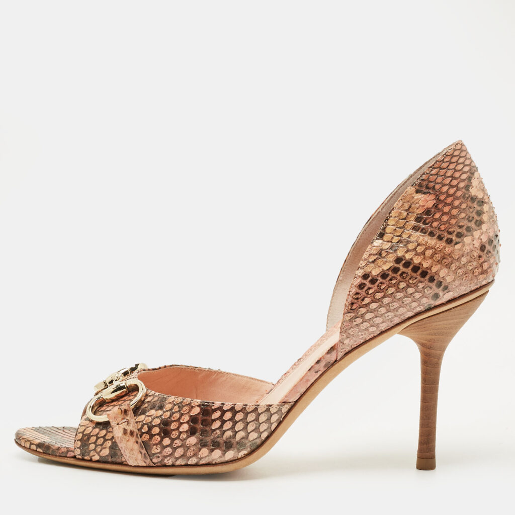 Gucci Multicolor Python Leather Horsebit D'orsay Peep Toe Pumps Size 40 Gucci Multicolor Python Leather Horsebit D'orsay Peep Toe Pumps Size 40