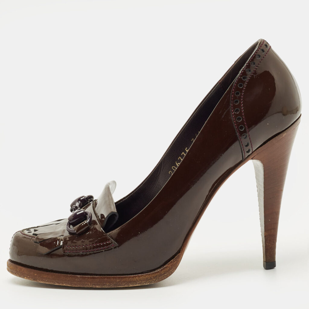 Gucci Brown Patent Leather Tassel Pumps Size 36.5 Gucci Brown Patent Leather Tassel Pumps Size 36.5