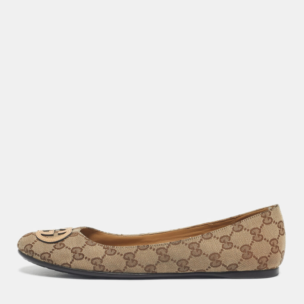 Gucci Beige/Brown GG Canvas Ballet Flats Size 39.5 Gucci Beige/Brown GG Canvas Ballet Flats Size 39.5