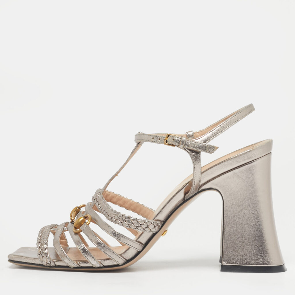 Gucci Rose Gold Leather Horsebit Ankle Strap Sandals Size 38 Gucci Rose Gold Leather Horsebit Ankle Strap Sandals Size 38