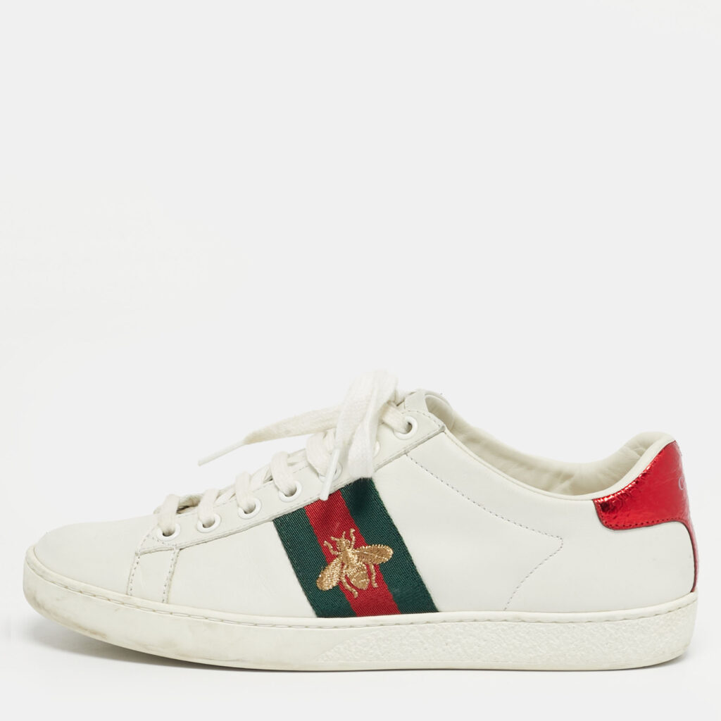 Gucci White Snakeskin Embossed and Leather Ace Lace Up Sneakers Size 36 Gucci White Snakeskin Embossed and Leather Ace Lace Up Sneakers Size 36