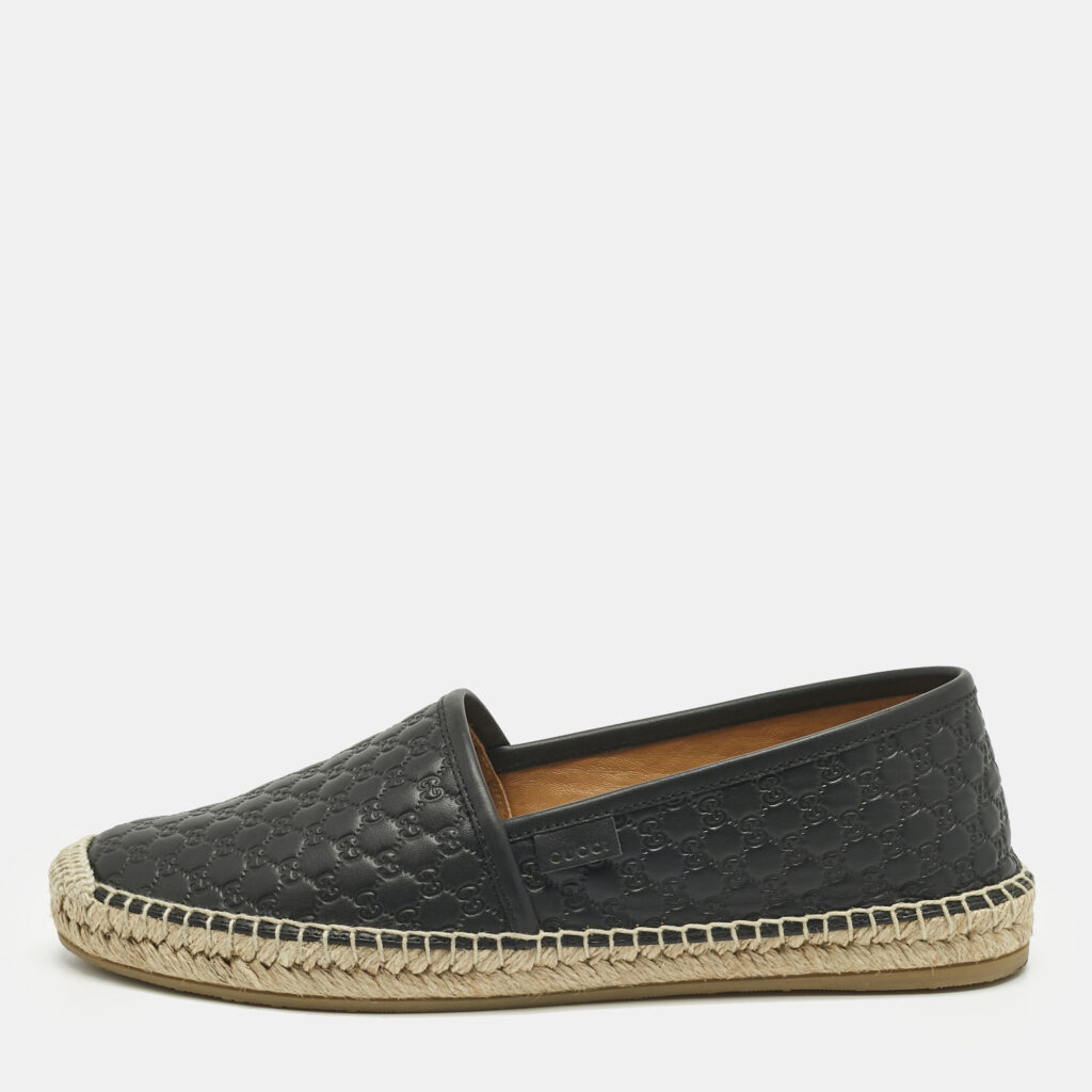 Gucci Black Microguccissima Leather Espadrille Flats Size 38 Gucci Black Microguccissima Leather Espadrille Flats Size 38