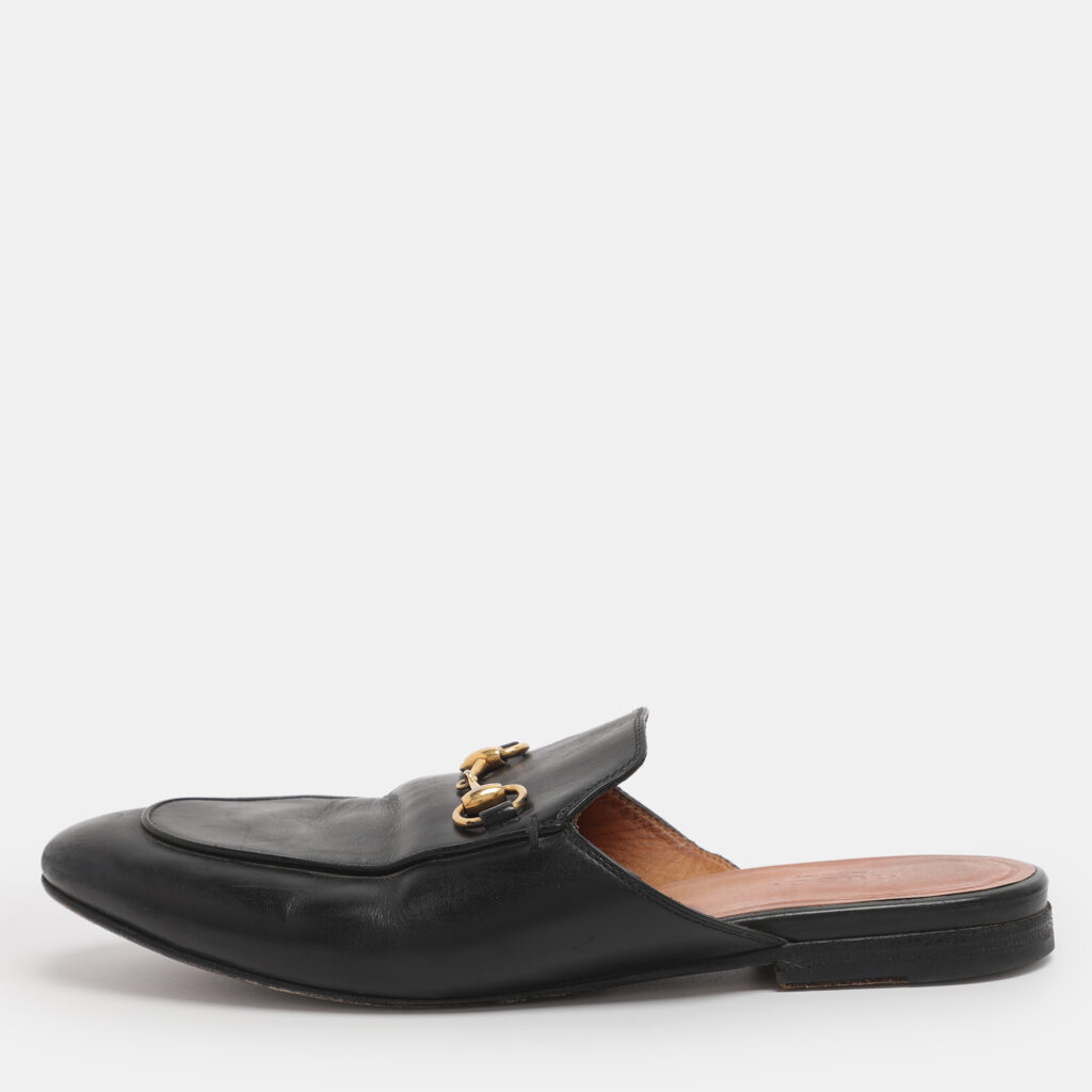 Gucci Black Leather Princetown Flat Mules Size 37.5 Gucci Black Leather Princetown Flat Mules Size 37.5