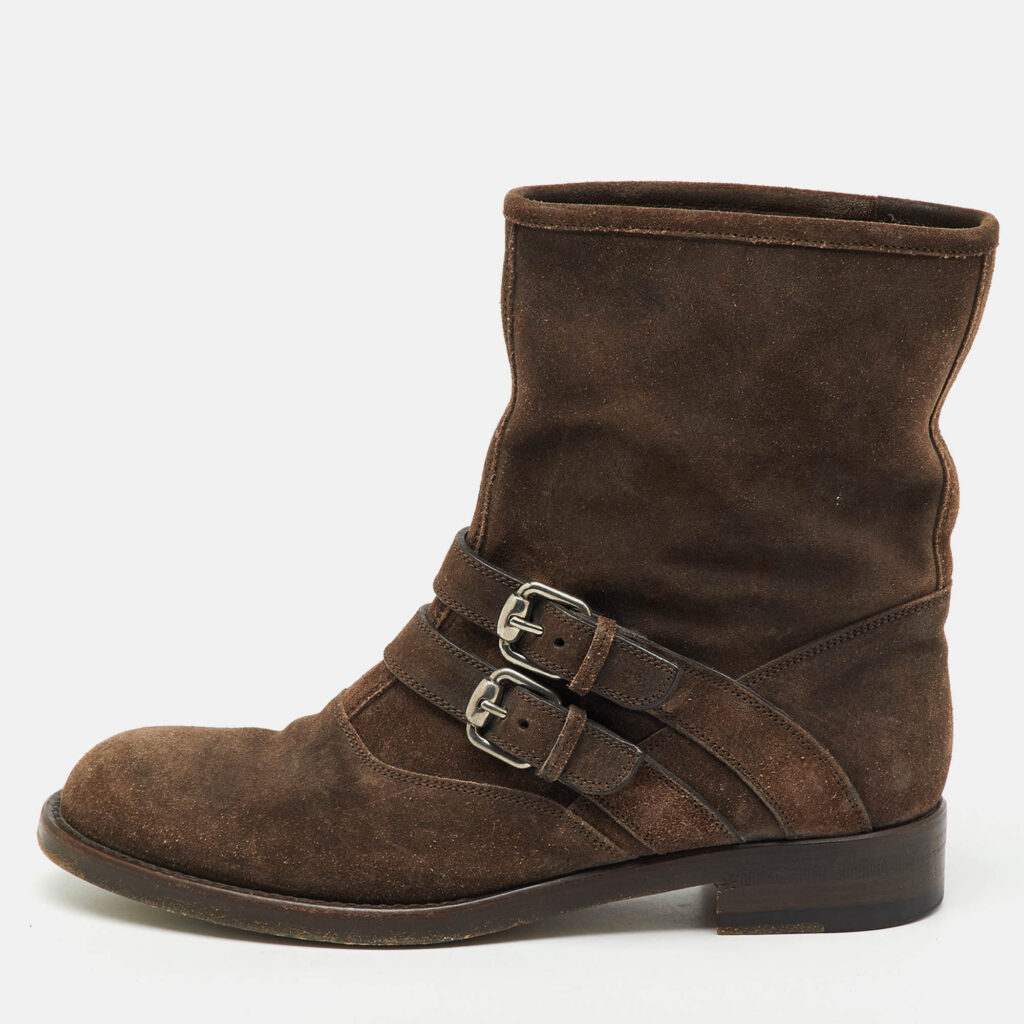 Gucci Dark Brown Suede Buckle Detail Ankle Length Boots Size 38.5 Gucci Dark Brown Suede Buckle Detail Ankle Length Boots Size 38.5