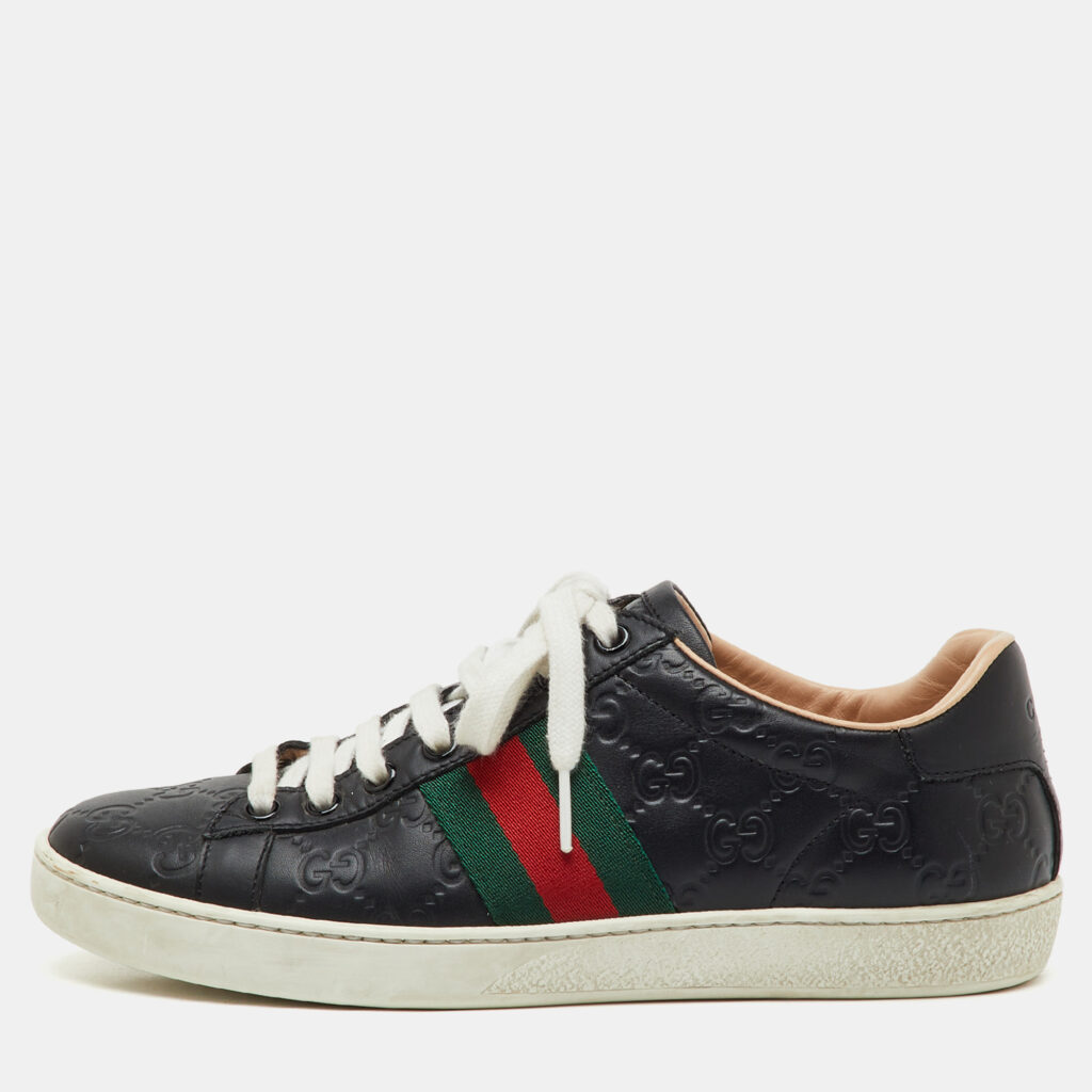 Gucci Black Guccissima Leather Ace Low Top Sneakers Size 37 Gucci Black Guccissima Leather Ace Low Top Sneakers Size 37