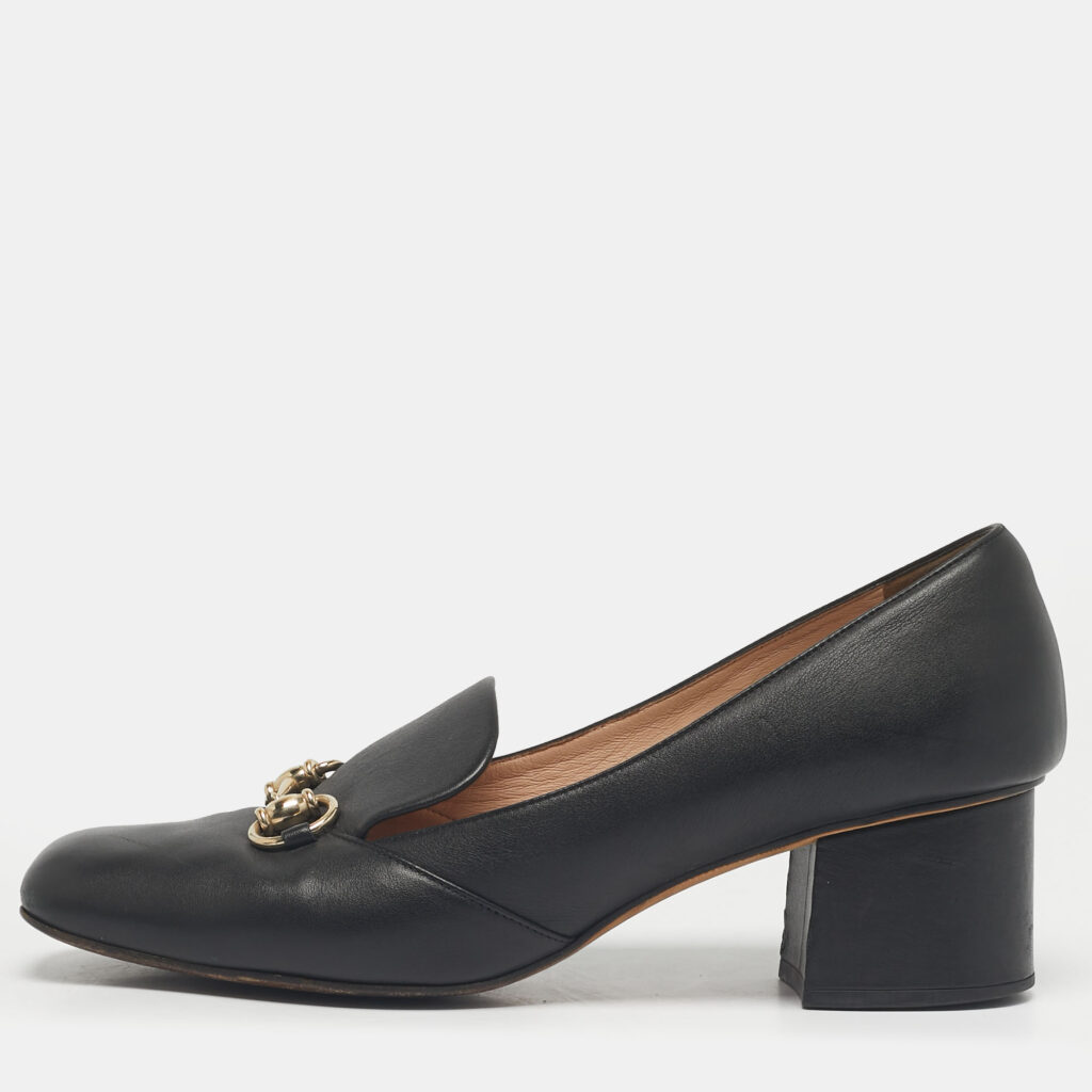 Gucci Black Leather Loafer Horsebit Pumps Size 39.5 Gucci Black Leather Loafer Horsebit Pumps Size 39.5