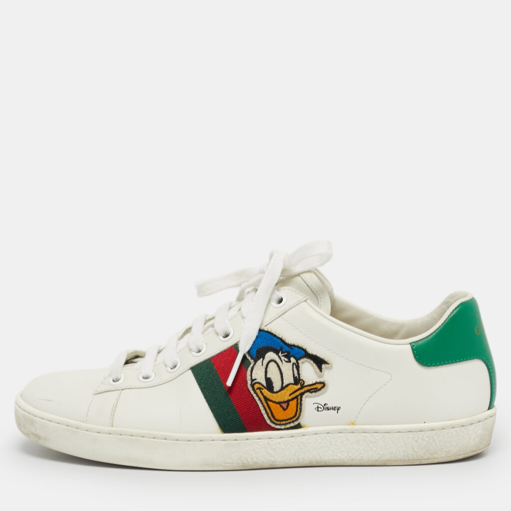 Gucci White Leather Ace Web Low Top Sneakers Size 38.5 Gucci White Leather Ace Web Low Top Sneakers Size 38.5