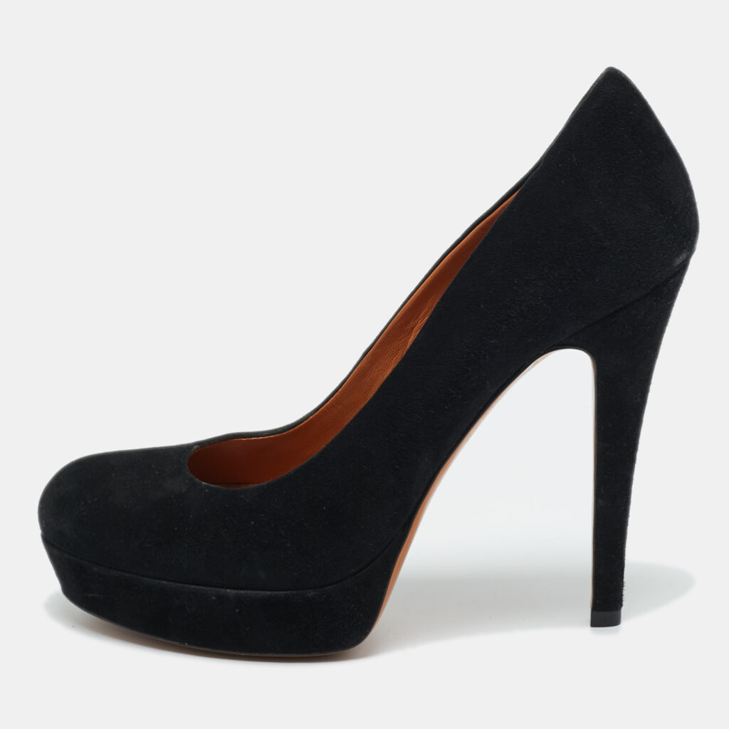 Gucci Black Suede Round Toe Platform Pumps Size 35.5