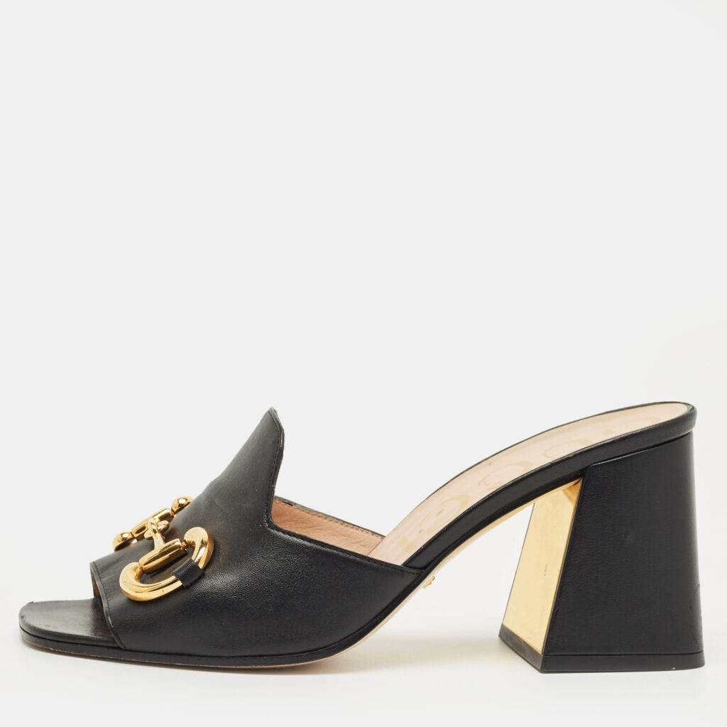 Gucci Black Leather Horsebit Slide Sandals Size 38 Gucci Black Leather Horsebit Slide Sandals Size 38
