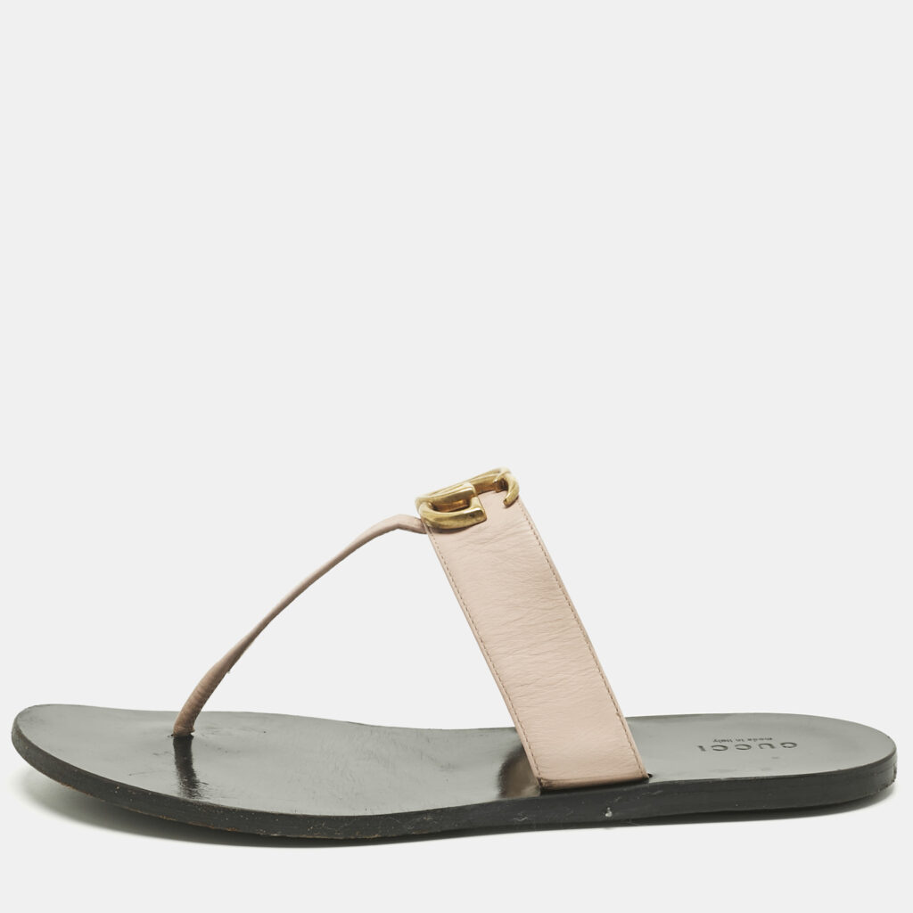 Gucci Pink Leather GG Marmont Thong Slide Flats Size 40 Gucci Pink Leather GG Marmont Thong Slide Flats Size 40