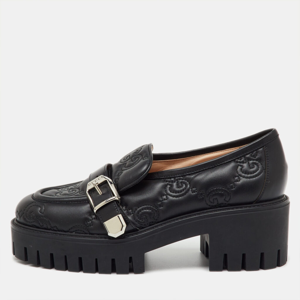 Gucci Black GG Matelasse Leather Platform Loafers Size 38.5 Gucci Black GG Matelasse Leather Platform Loafers Size 38.5