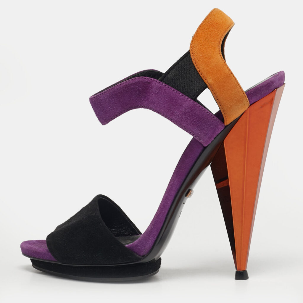 Gucci Black Suede Liberty Ankle Strap Sandals Size 36