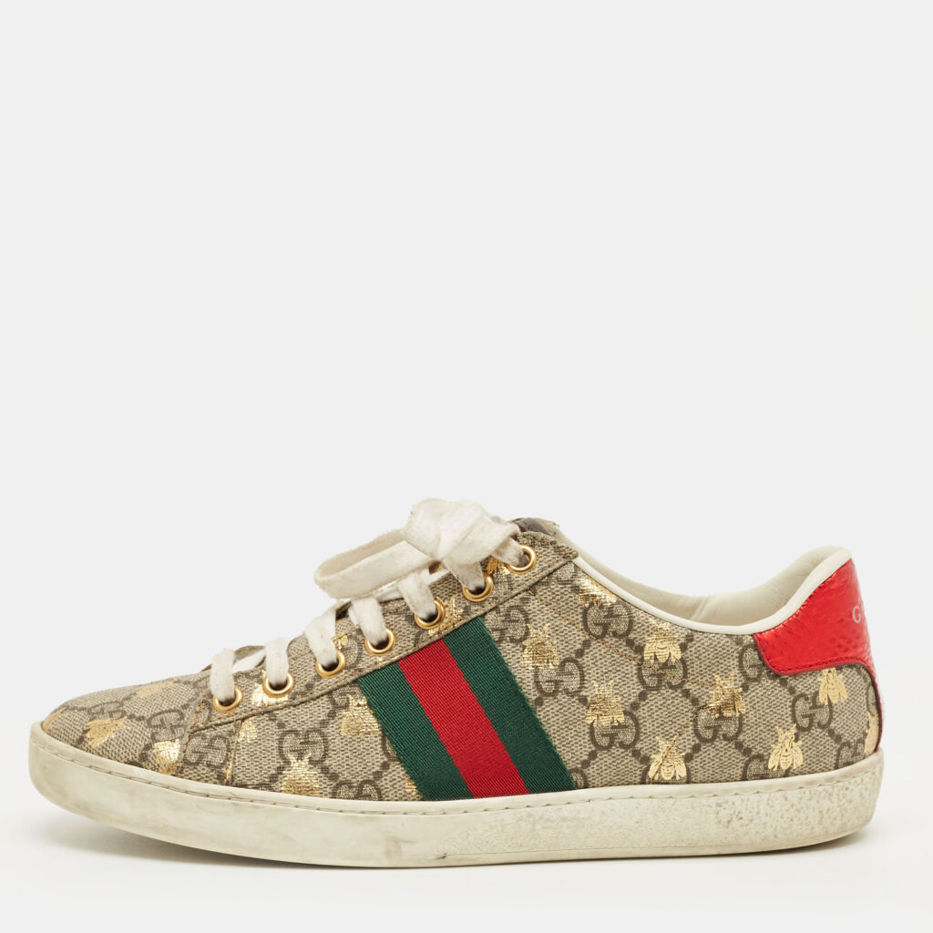 Gucci Beige/Brown GG Supreme Canvas Ace Sneakers Size 35.5 Gucci Beige/Brown GG Supreme Canvas Ace Sneakers Size 35.5