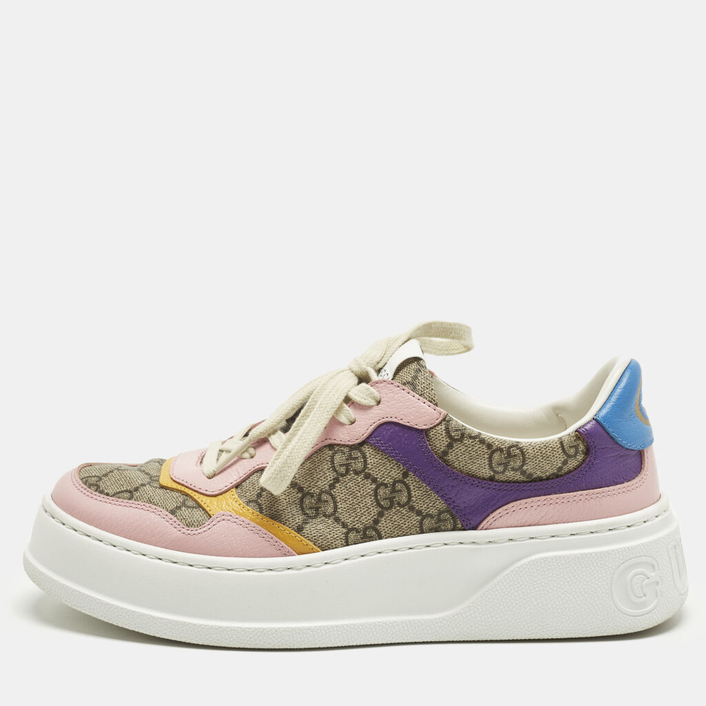 luxury-women-gucci-used-shoes-p1246017-001-1.jpg Gucci GG Supreme Size 39 Multicolor Canvas and Leather Low Top Sneakers
