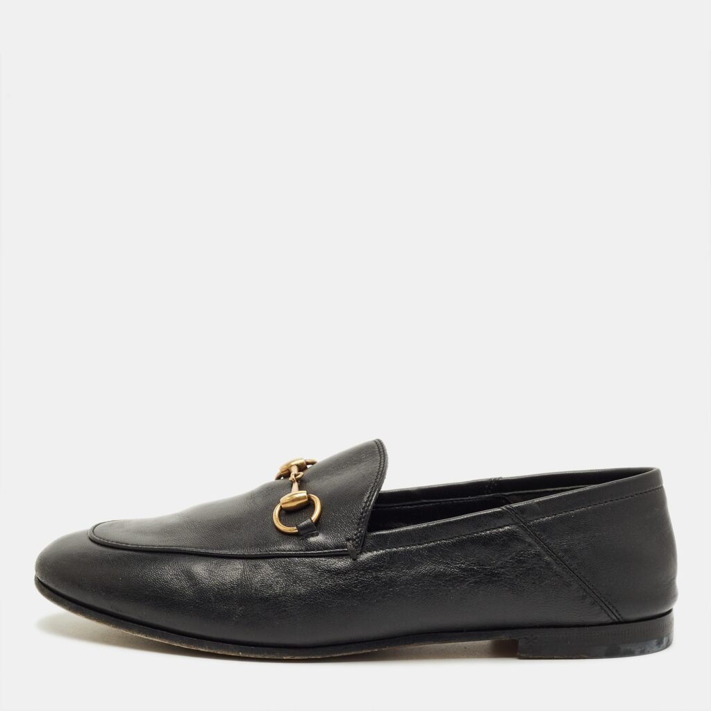 Gucci Brixton Foldable Size 36.5 Black Leather Loafers