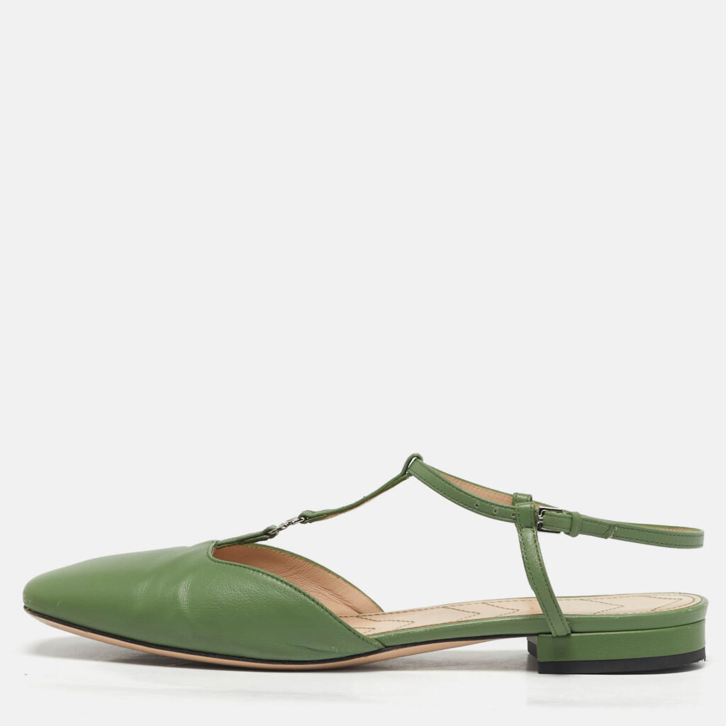 Gucci Double G Size 38 Green Leather Ankle Strap Sandals Gucci Double G Size 38 Green Leather Ankle Strap Sandals