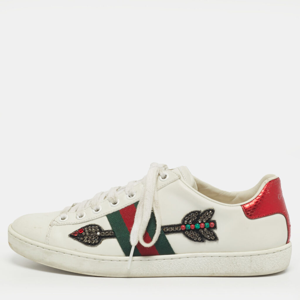 Gucci Ace Web Size 38 White Snakeskin Embossed and Leather Lace Up Sneakers Gucci Ace Web Size 38 White Snakeskin Embossed and Leather Lace Up Sneakers