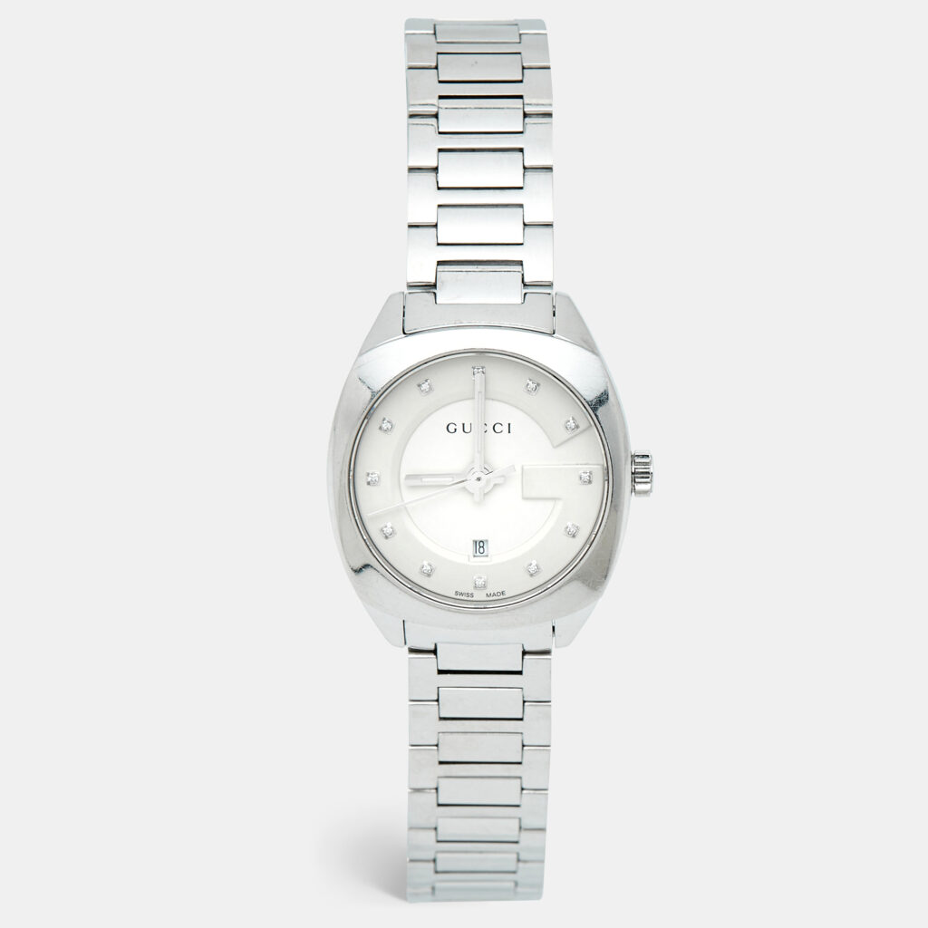 Gucci Silver Dial Diamond Stainless Steel GG2570 YA142504 Women's Wristwatch 28.50 mm Gucci Silver Dial Diamond Stainless Steel GG2570 YA142504 Women's Wristwatch 28.50 mm