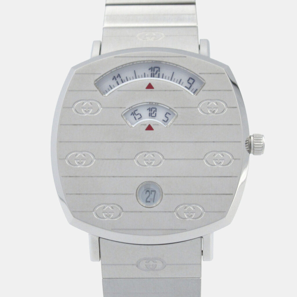 Gucci Grip YA157401 Quartz White Stainless Steel Women's Wristwatch 35 mm