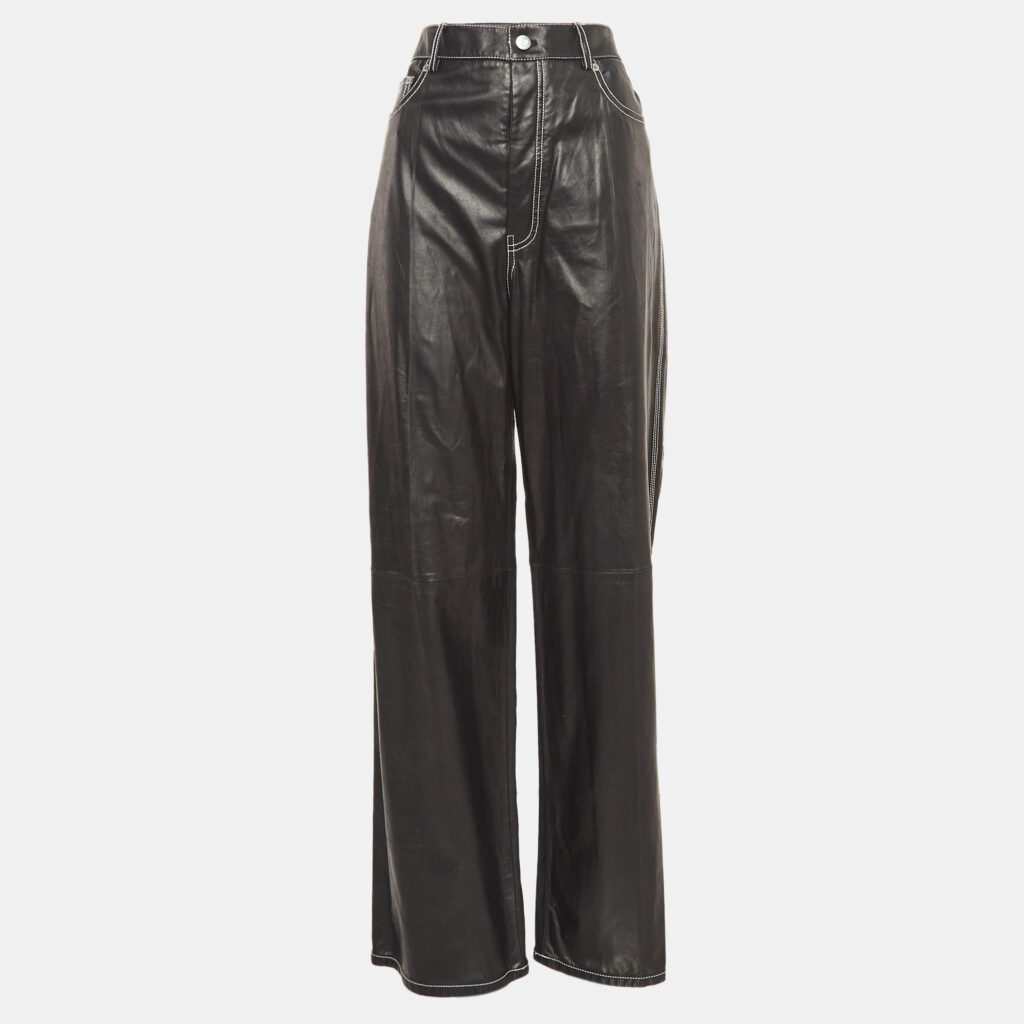 Helmut Lang Black Leather Straight Leg Pants M Helmut Lang Black Leather Straight Leg Pants M