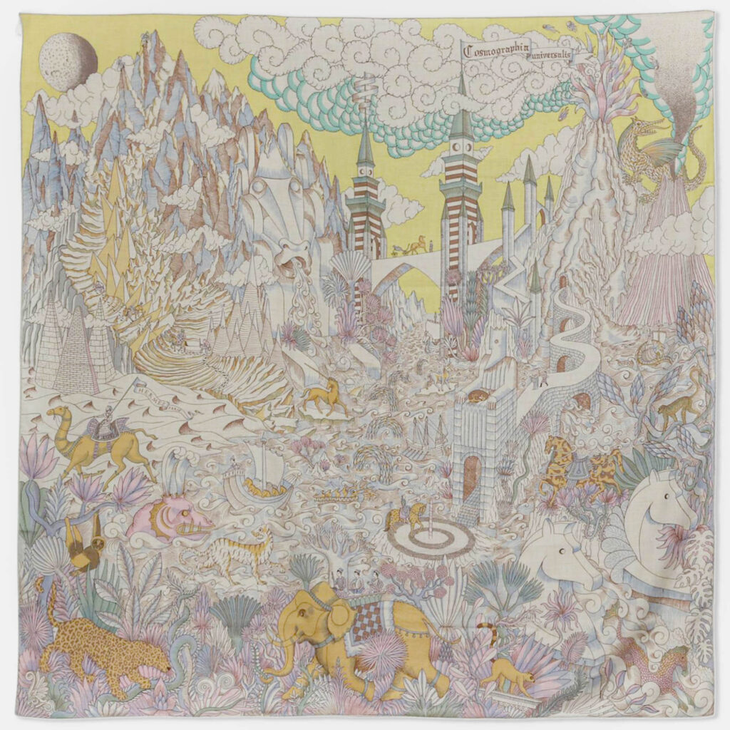 Hermes Naturel/Jaune/Rose Cashmere, Silk Cosmographia Universalis Cashmere 140 Shawl Hermes Naturel/Jaune/Rose Cashmere, Silk Cosmographia Universalis Cashmere 140 Shawl