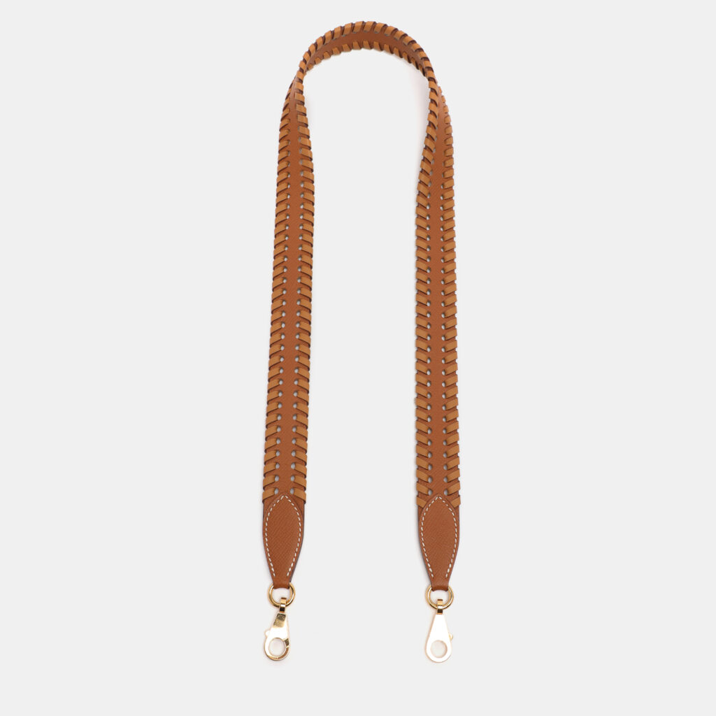 Hermès Gold/Sésame Epsome Leather Tressage Bag Strap Hermès Gold/Sésame Epsome Leather Tressage Bag Strap