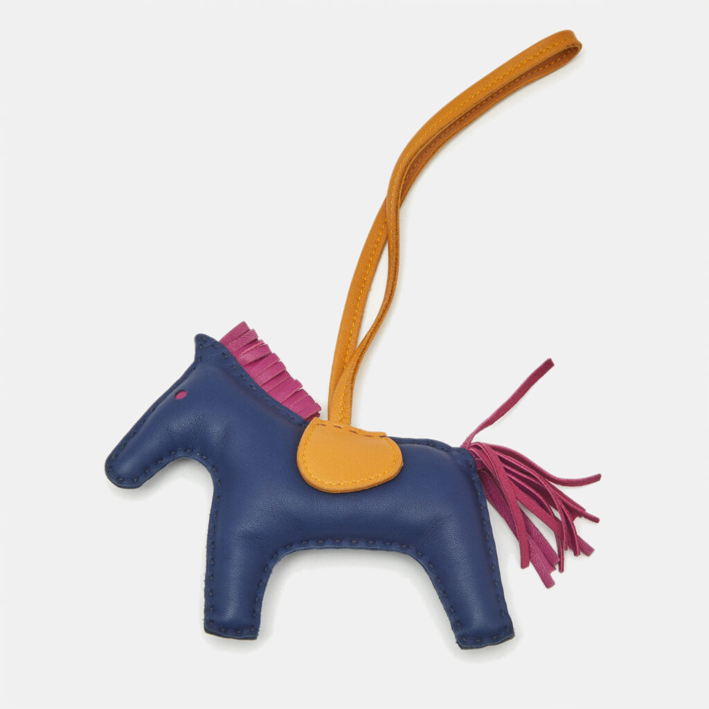 Hermès Bleu de Malte/Anemone/Natural Milo Leather GriGri Rodeo Bag Charm MM Hermès Bleu de Malte/Anemone/Natural Milo Leather GriGri Rodeo Bag Charm MM