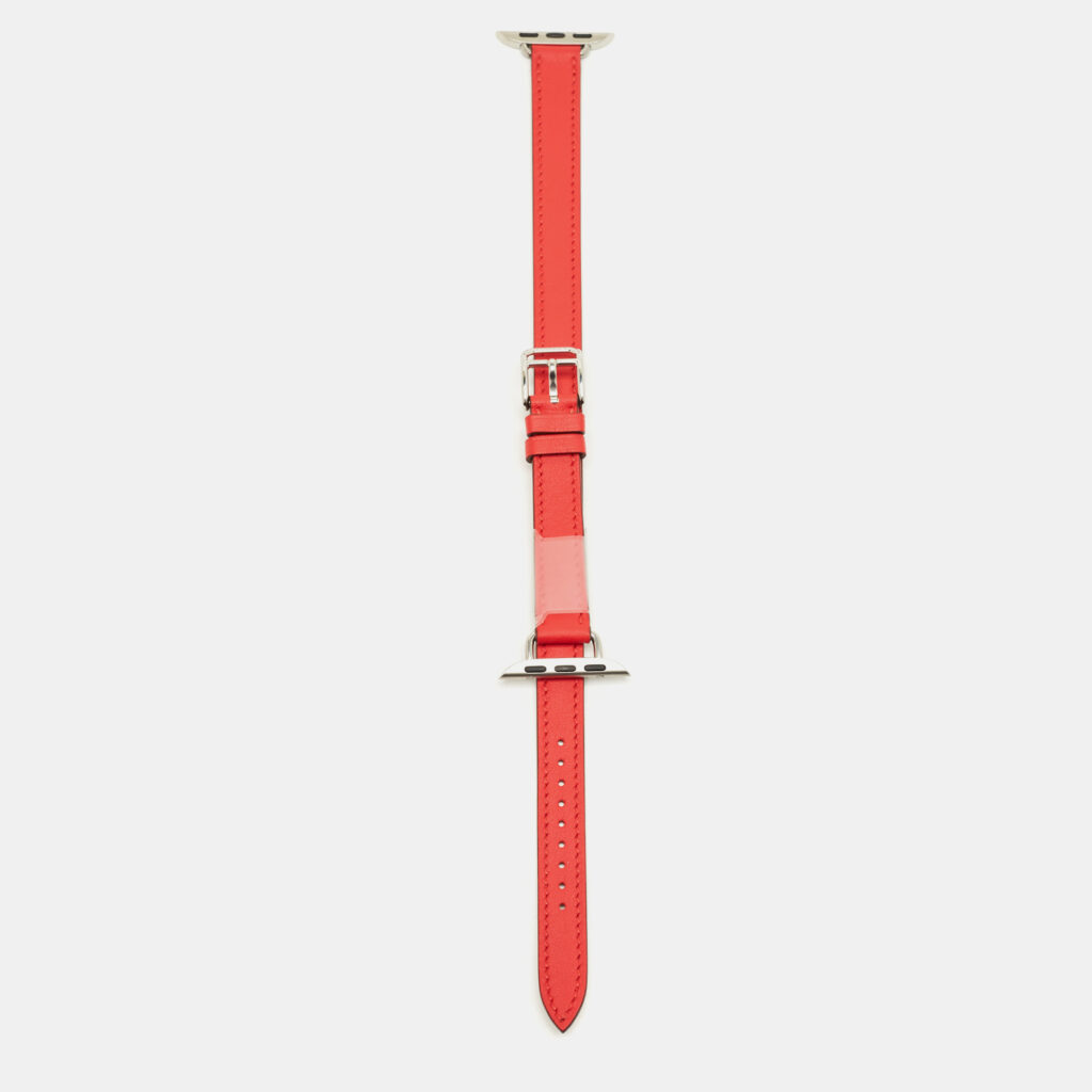 Hermes Rouge Radieux Swift Leather Apple Watch Strap 40 MM