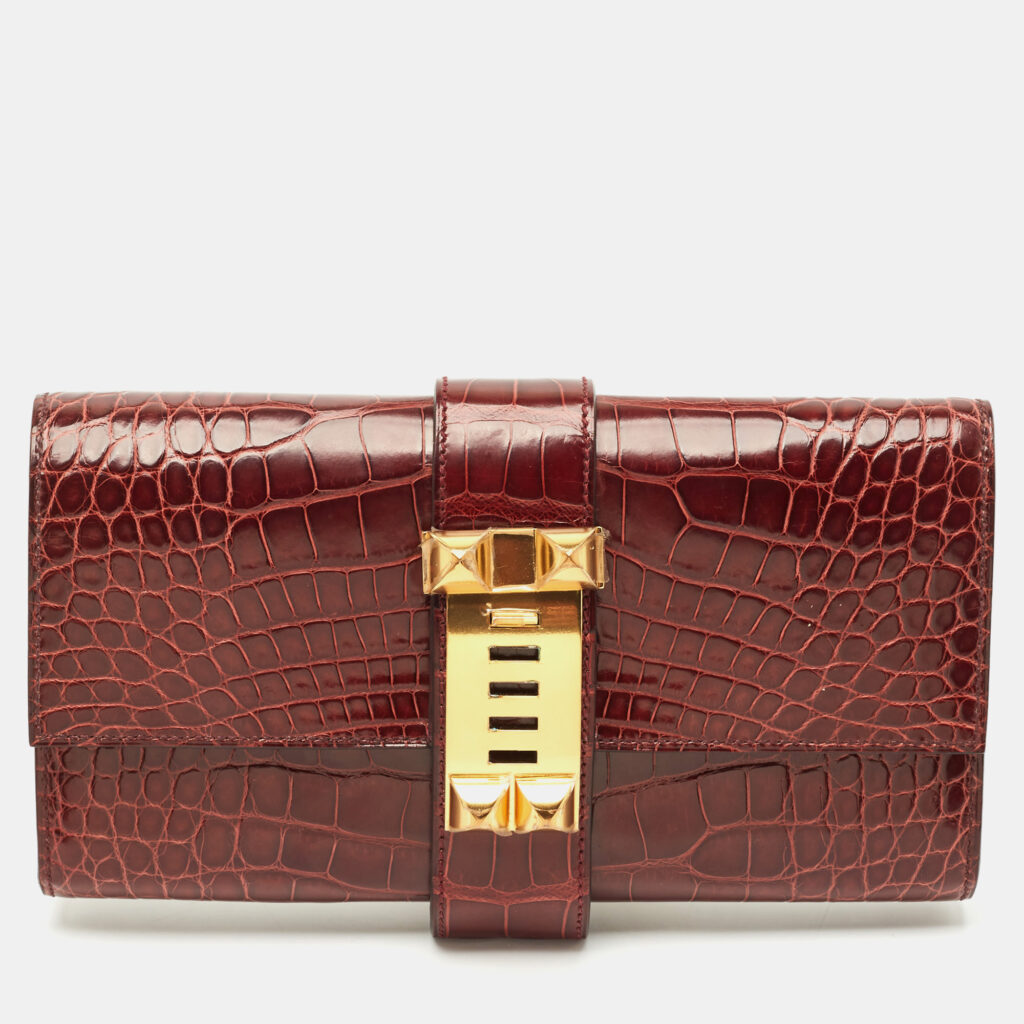 Hermès Bourgogne Alligator Medor Clutch Hermès Bourgogne Alligator Medor Clutch
