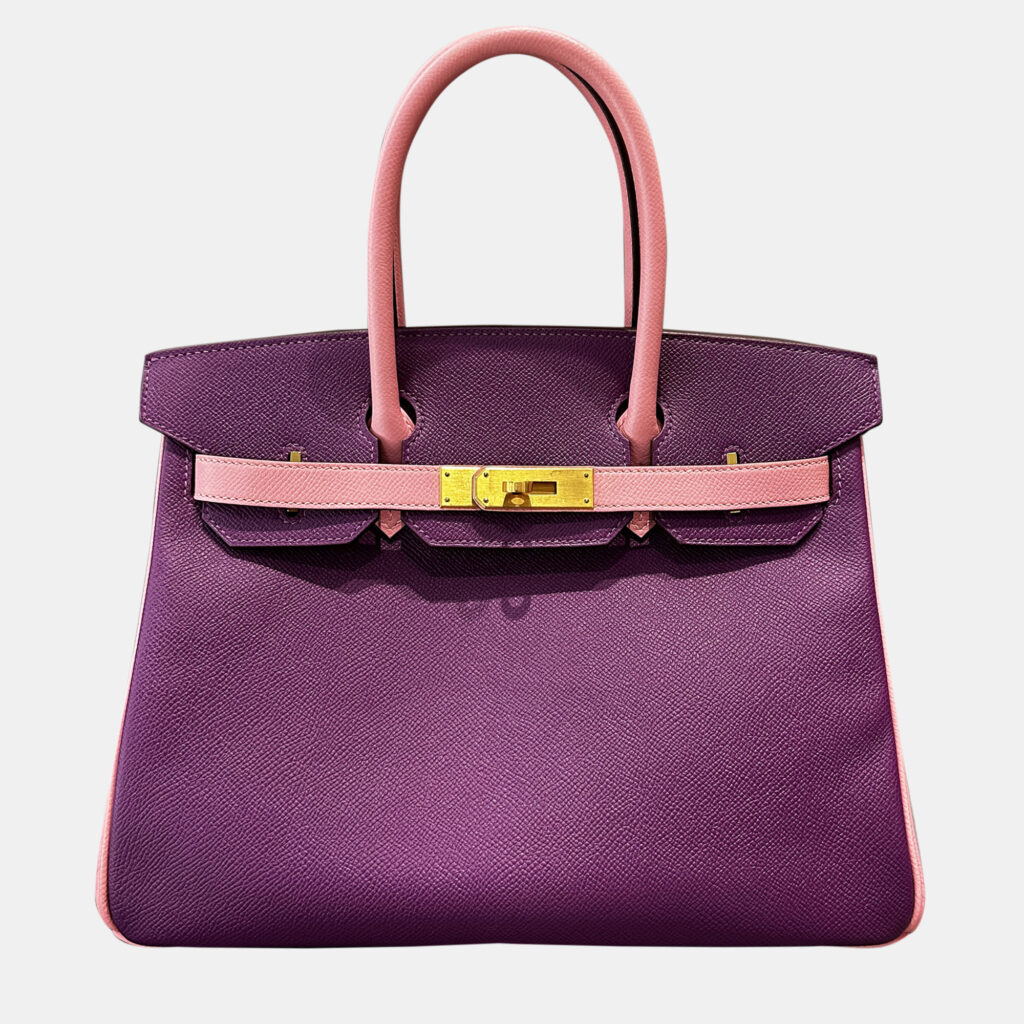 Hermes Birkin 30 Anemone Purple and Rose Sakura Epsom Leather Handbag