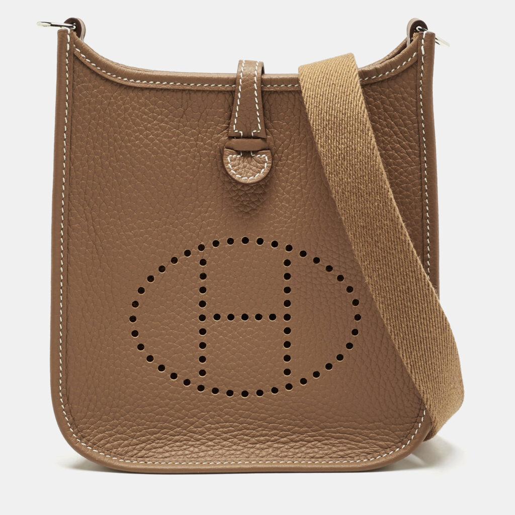 Hermes Gold Taurillon Clemence Leather Evelyne TPM Bag Hermes Gold Taurillon Clemence Leather Evelyne TPM Bag