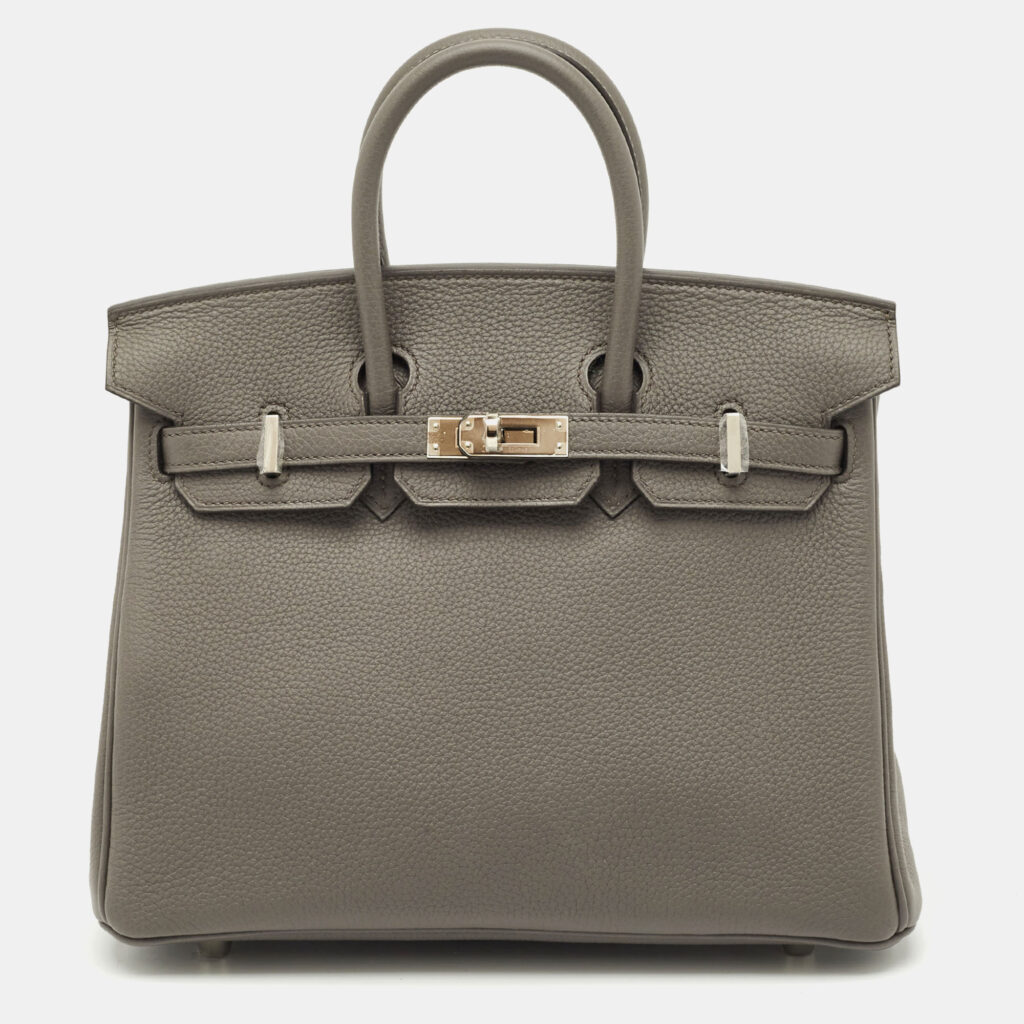 Hermès Etain Togo Leather Palladium Finish Birkin Sellier 25 Bag